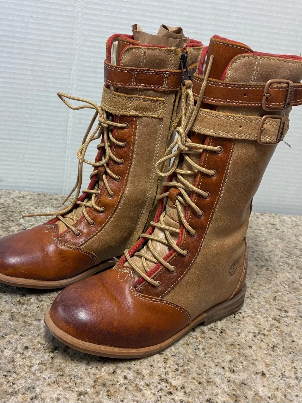 Timberland kids 2tone leather combat boots sz. 13